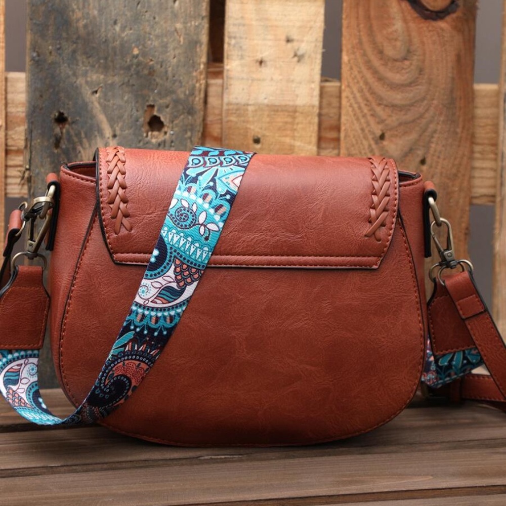 Boho Cream Leopard Strap Shoulder Crossbody Bag - Picture 10 of 11